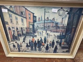 A framed print by L S Lowry 69 x 55cm, shipping unavailable