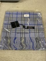 A new with tags Burberry 100% lambs wool blue long scarf 160 x 28cm