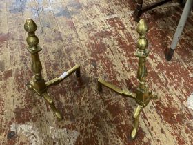 A pair of antique brass firedogs collection only