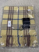 A new with tags Burberry 100% lambs wool yellow long scarf 120 x 23cm