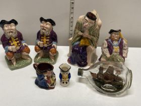 A selection of Melba ware character jugs and other