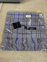 A new with tags Burberry 100% lambs wool blue long scarf 160 x 28cm