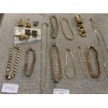 A job lot of gold tone jewellery