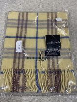 A new with tags Burberry 100% lambs wool yellow long scarf 120 x 23cm