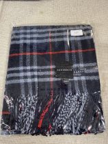 A new with tags Burberry 100% lambs wool Navy shawl 206 x 70cm