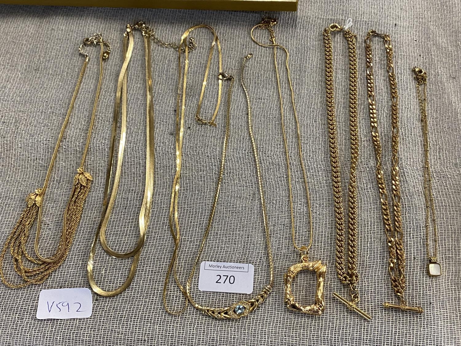 A job lot of gold tone jewellery