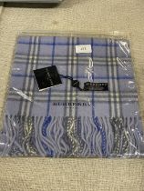 A new with tags Burberry 100% lambs wool blue long scarf 160 x 28cm