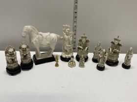 A selection of resin oriental figures