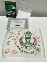 A Walker Cup 2007 signed flag including signatures of Rory Mcllory, R Fowler, D Willett, D Johnson