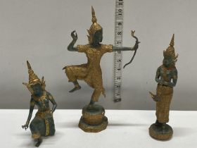 Three Thai temple guardian statuettes