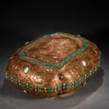 A Chinese Hardstones Inlaid Bronze-gilt Box with Cover