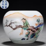 A Chinese Famille Verte Figural Story Waterpot