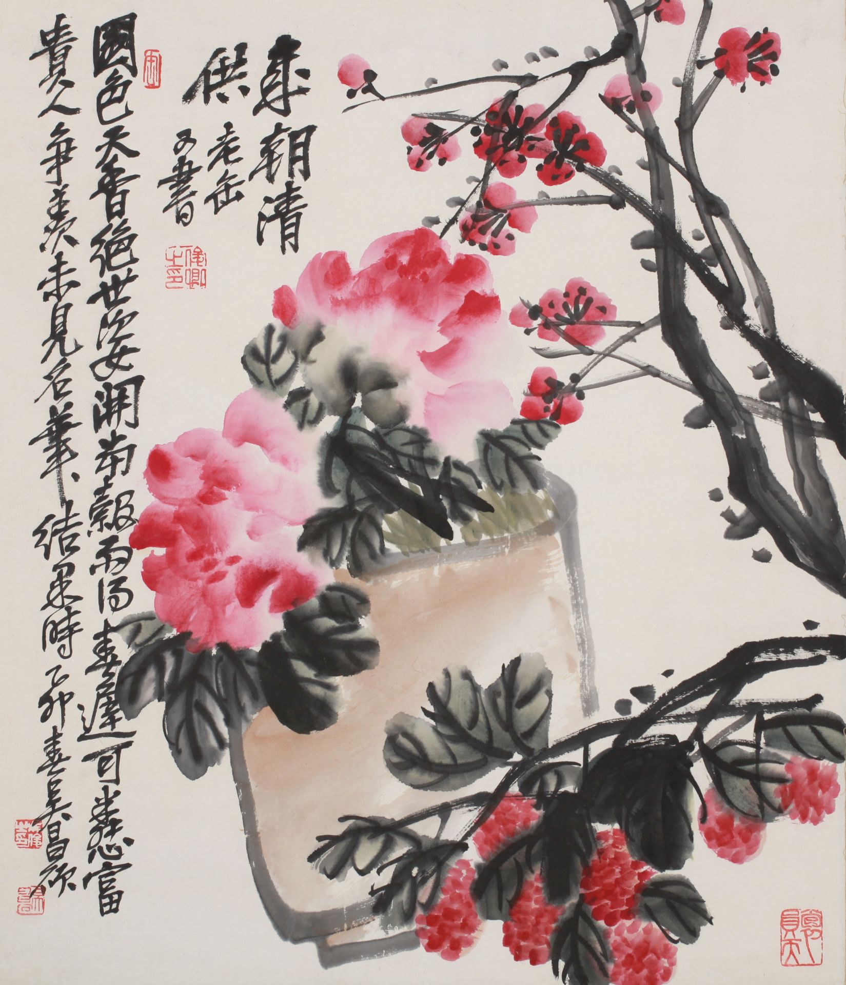 A Chinese Scroll Painting By Wu Changshuo - Image 4 of 11