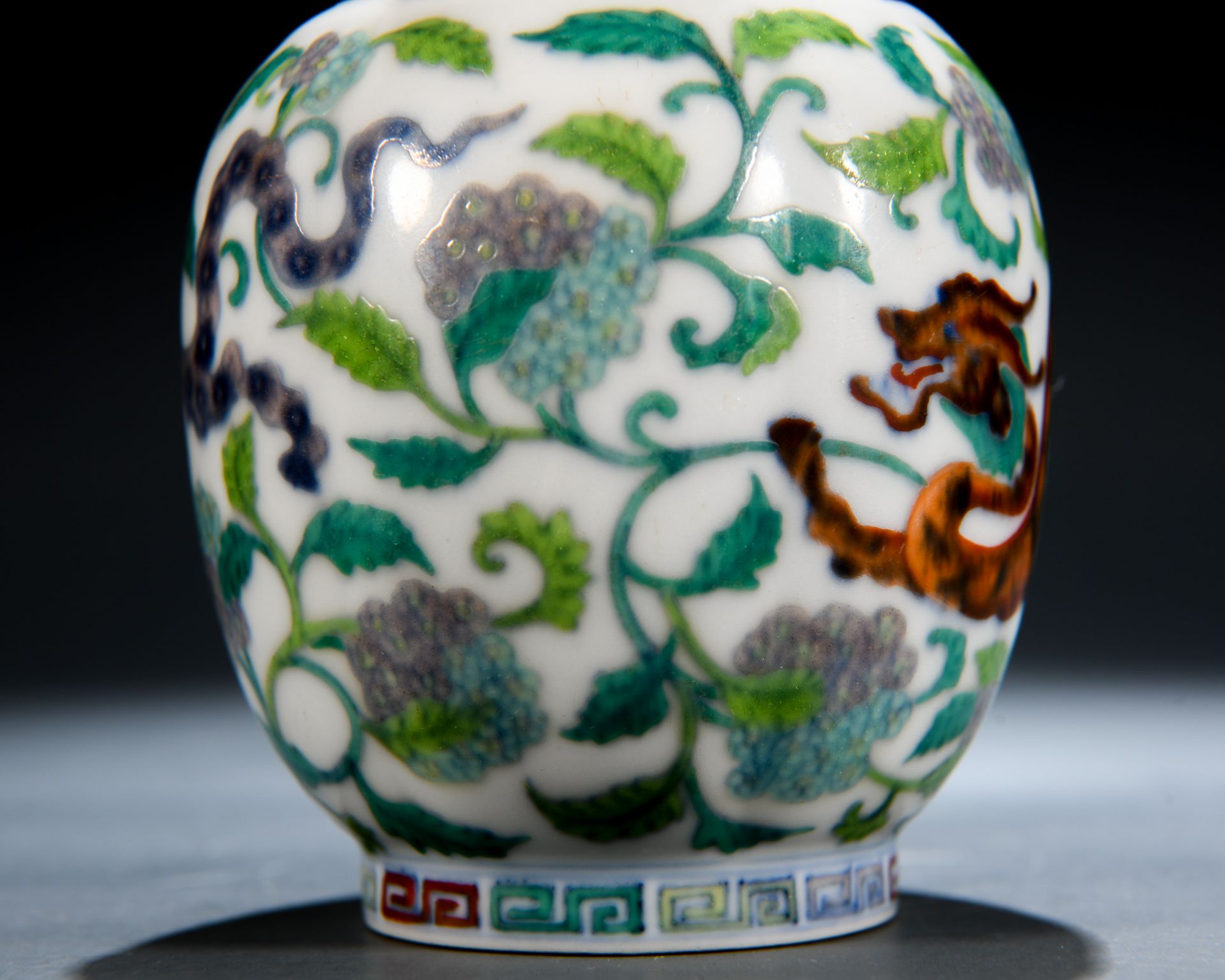 A Chinese Doucai Glaze Dragon Bottle Vase - Image 6 of 8
