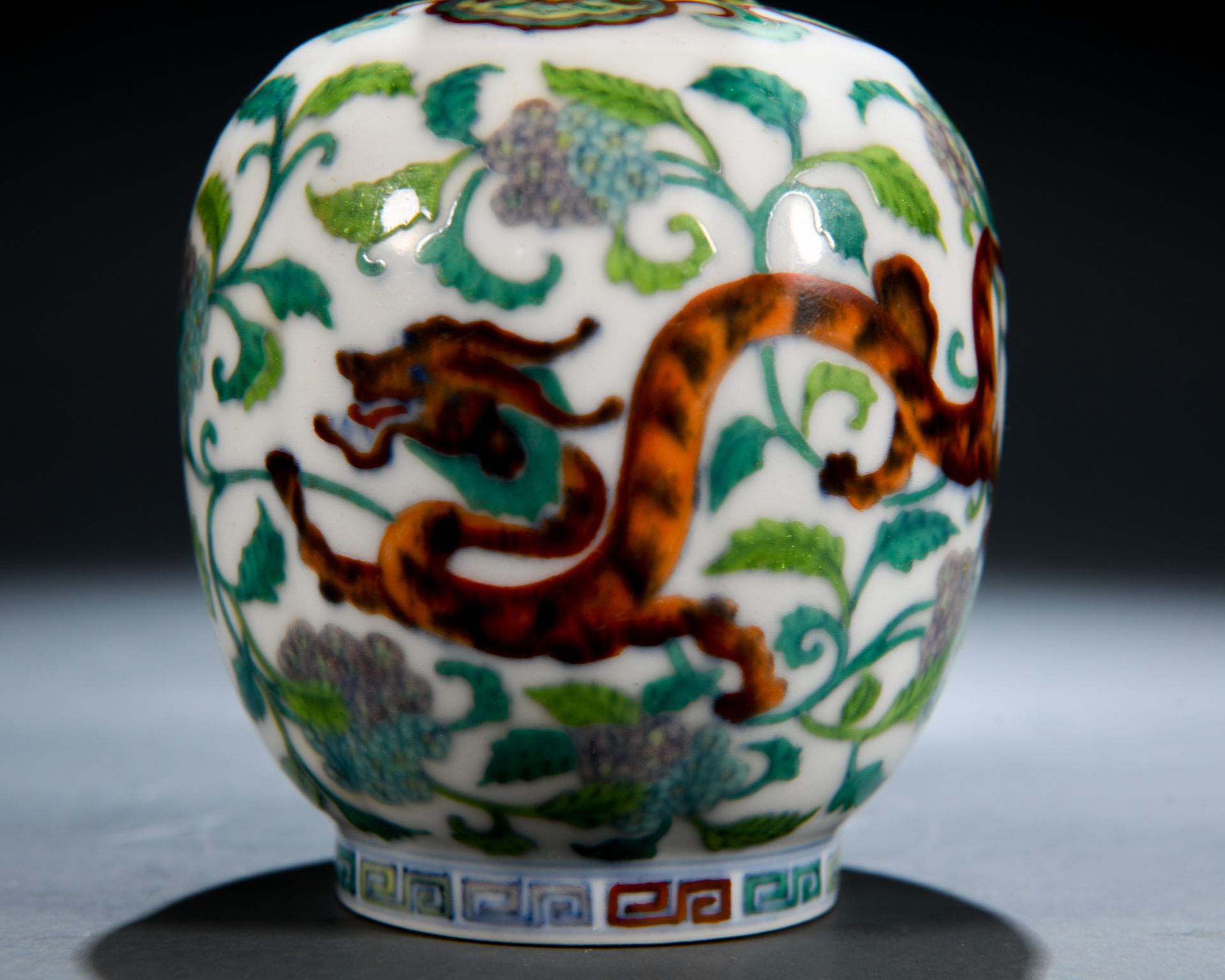 A Chinese Doucai Glaze Dragon Bottle Vase - Image 5 of 8
