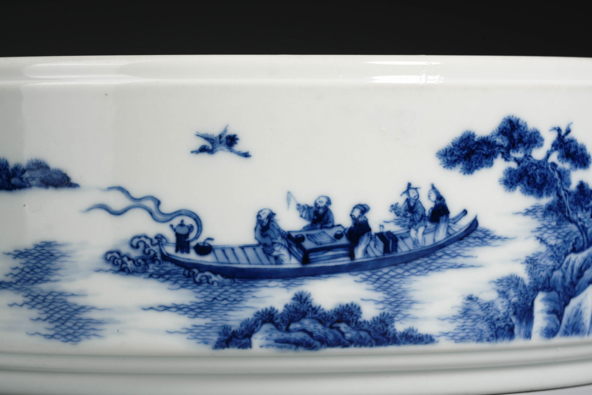 A Chinese Blue and White Landscape Washer - Image 2 of 12