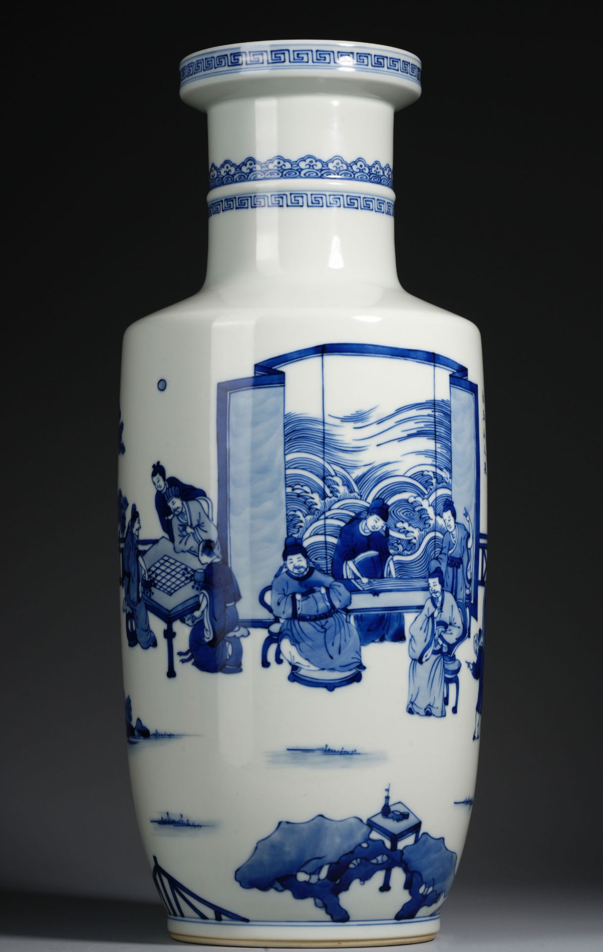 A Chinese Blue and White Figural Story Mallet Vase - Image 3 of 13