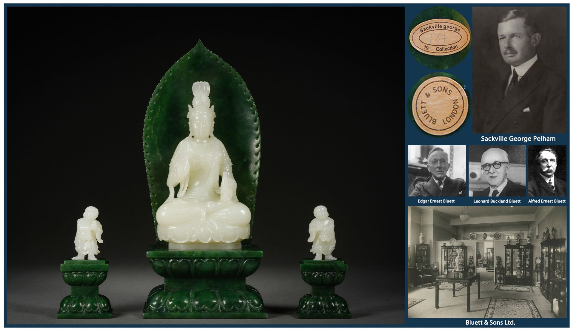 A Set of Chinese Carved White Jade Seated Guanyin