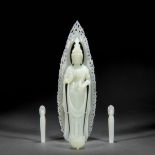 A Chinese Carved Jade Standing Guanyin