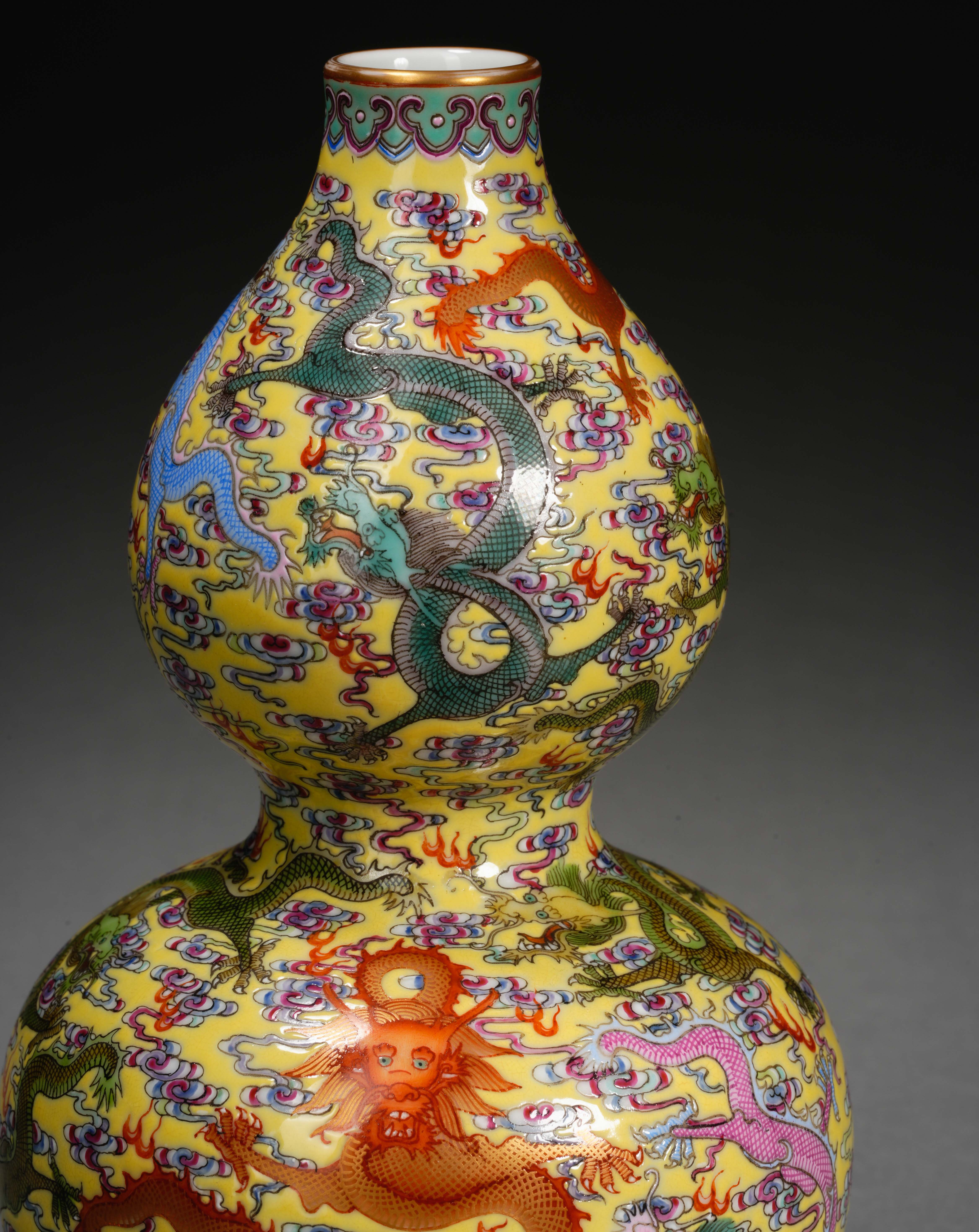 A Chinese Famille Rose and Gilt Double Gourds Vase - Image 3 of 9