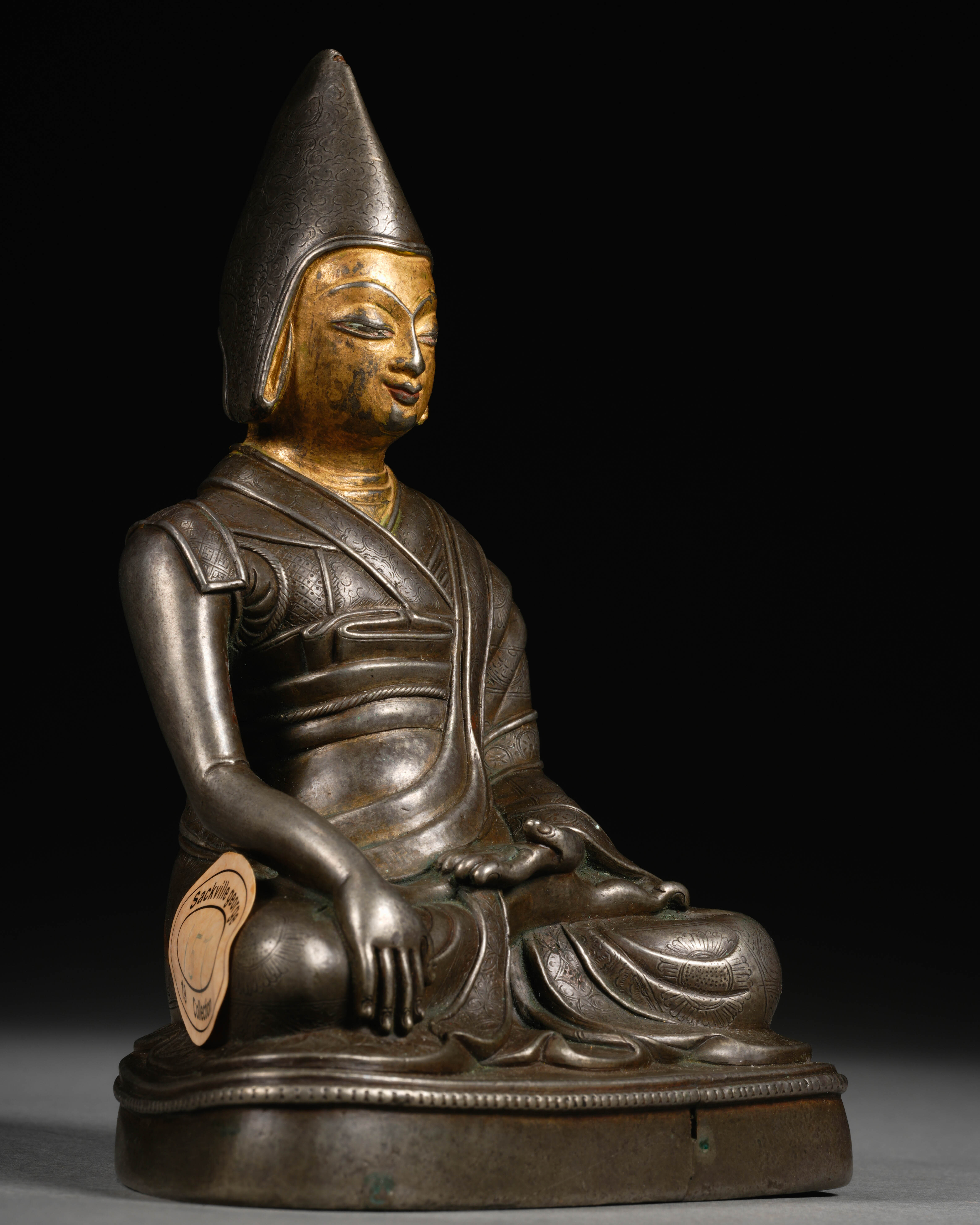 A Tibetan Bronze-gilt Seated Lama - Image 3 of 9