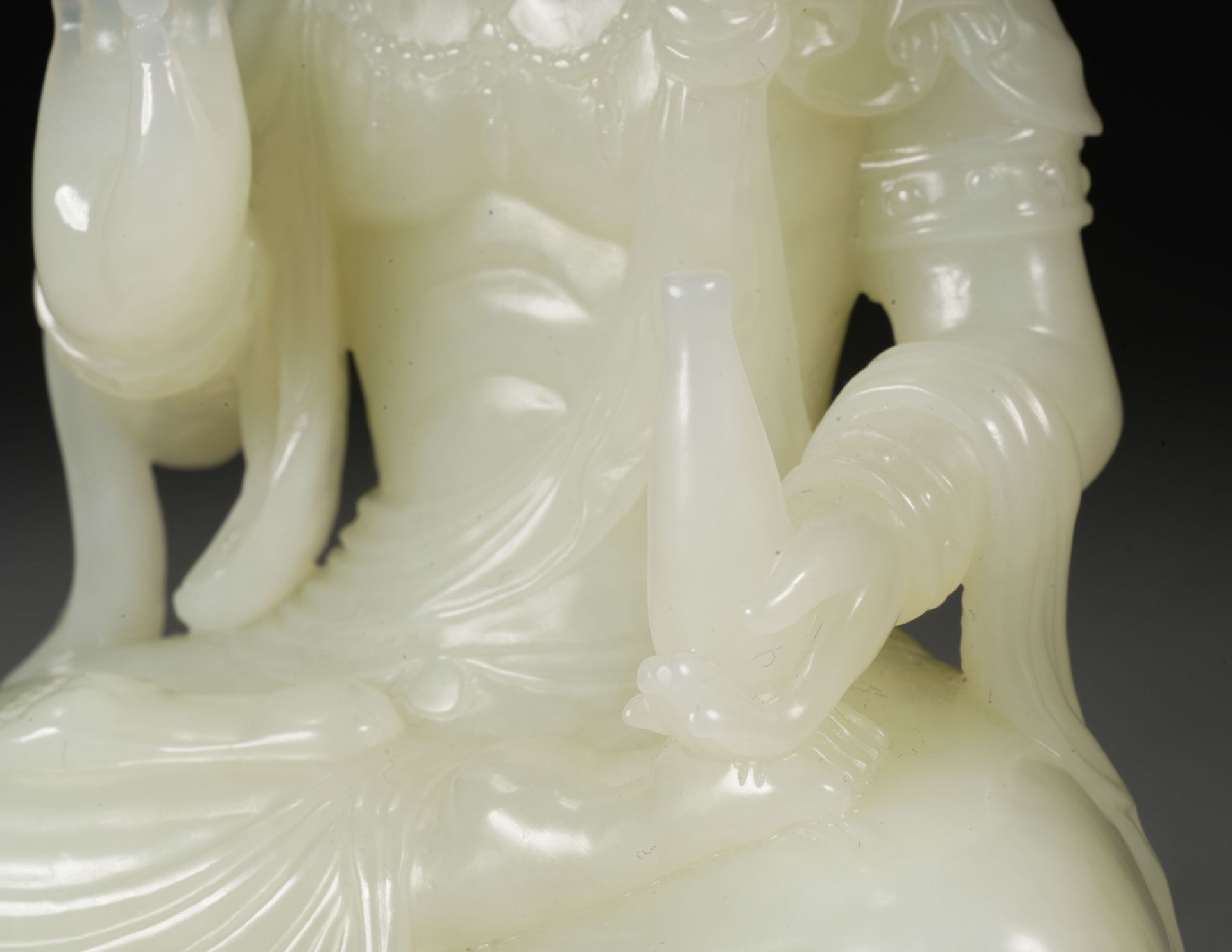 A Set of Chinese Carved White Jade Seated Guanyin - Image 10 of 22