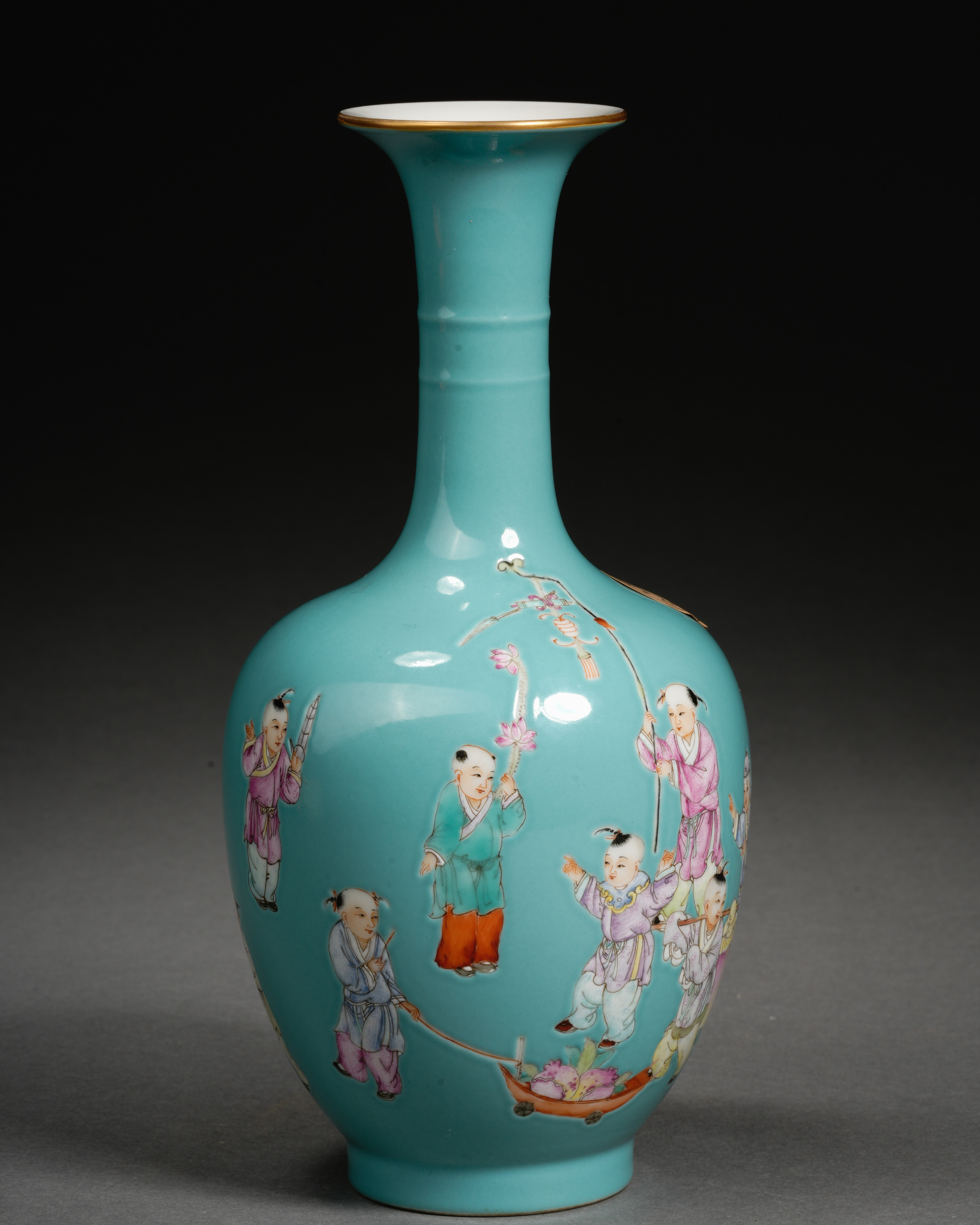 A Chinese Famille Rose Kids at Play Vase - Image 3 of 9