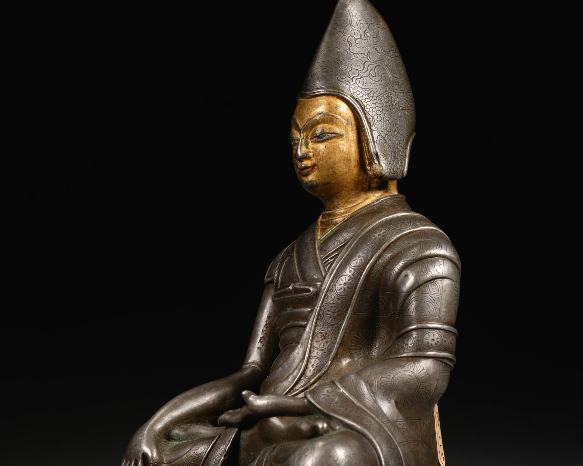 A Tibetan Bronze-gilt Seated Lama - Image 5 of 9