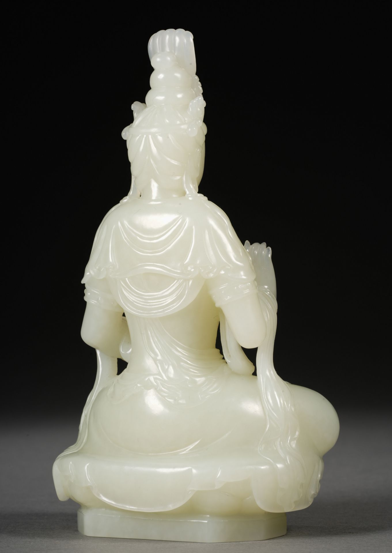 A Set of Chinese Carved White Jade Seated Guanyin - Image 13 of 22