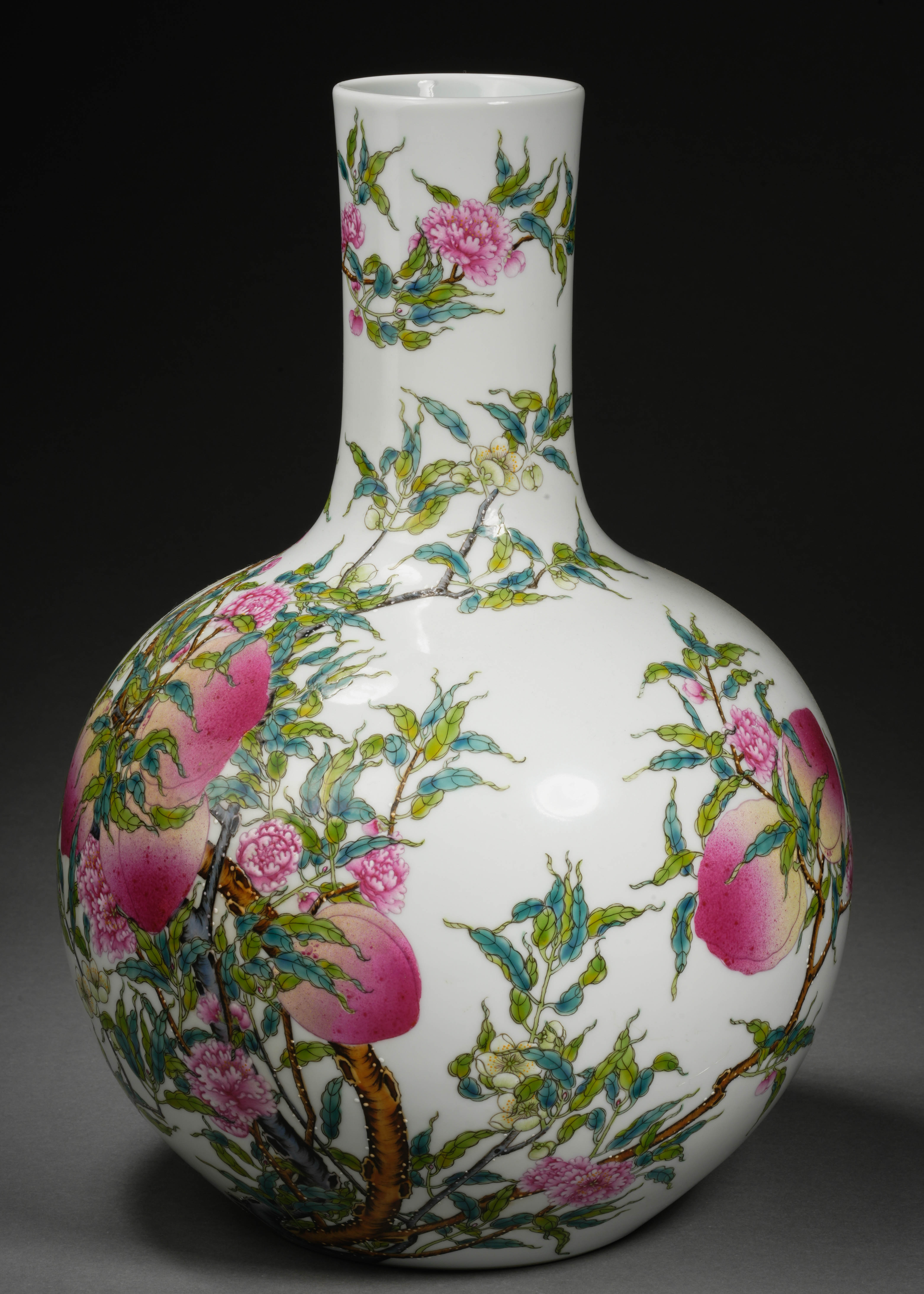 A Chinese Famille Rose Peaches Globular Vase - Image 6 of 11