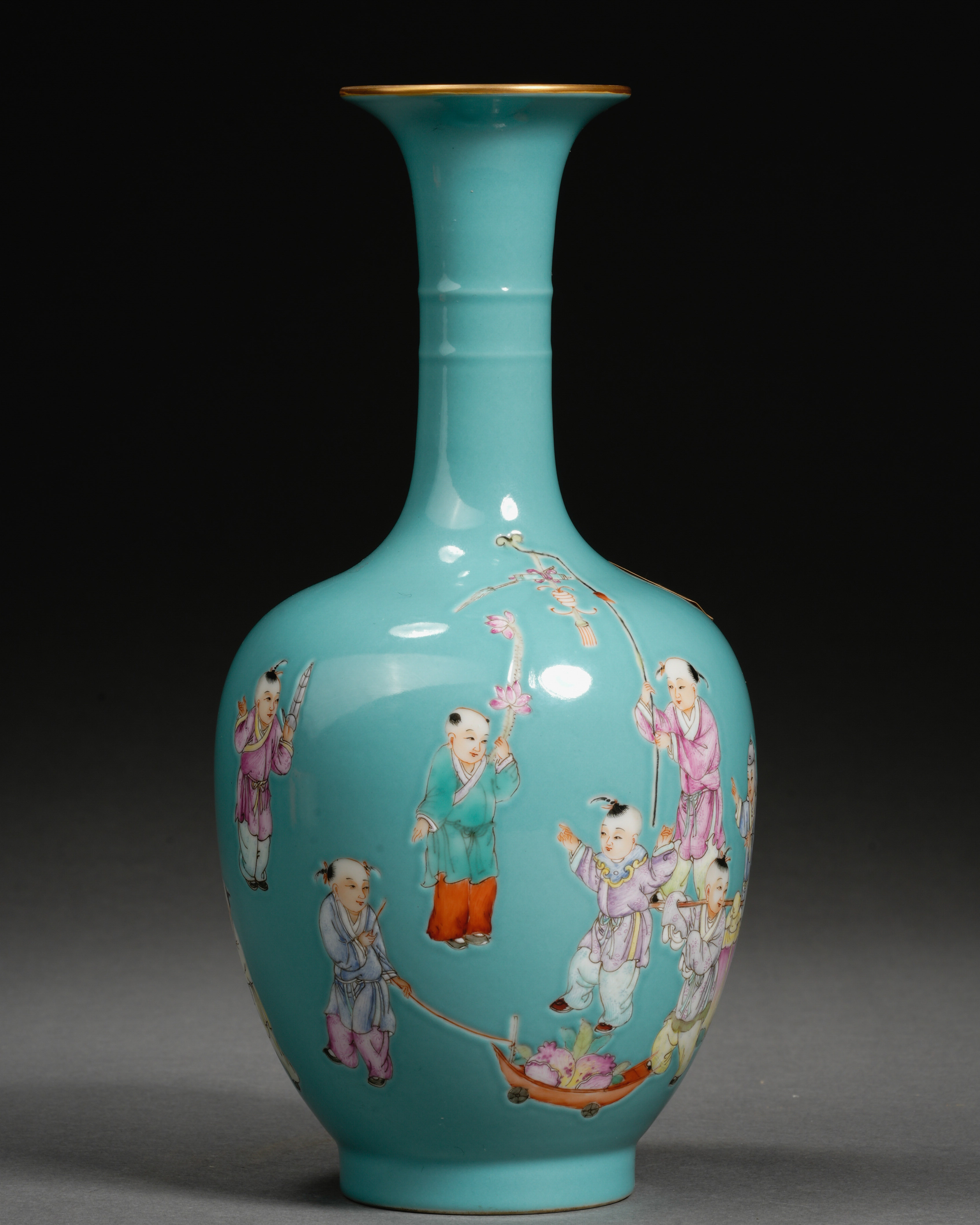 A Chinese Famille Rose Kids at Play Vase - Image 2 of 9