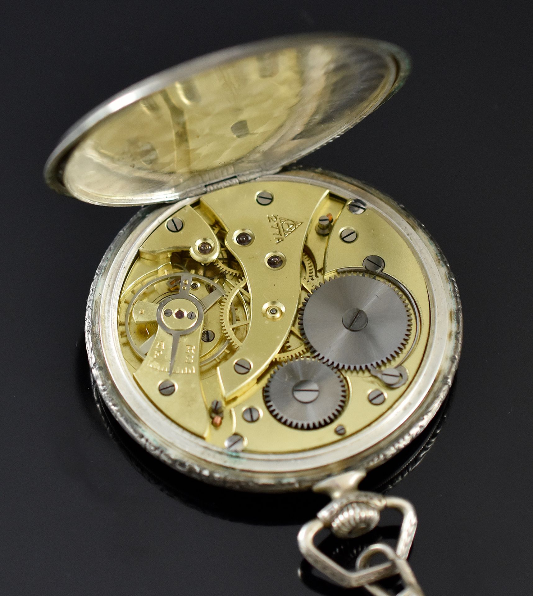 Silberne Alpina-Taschenuhr. - Bild 2 aus 3