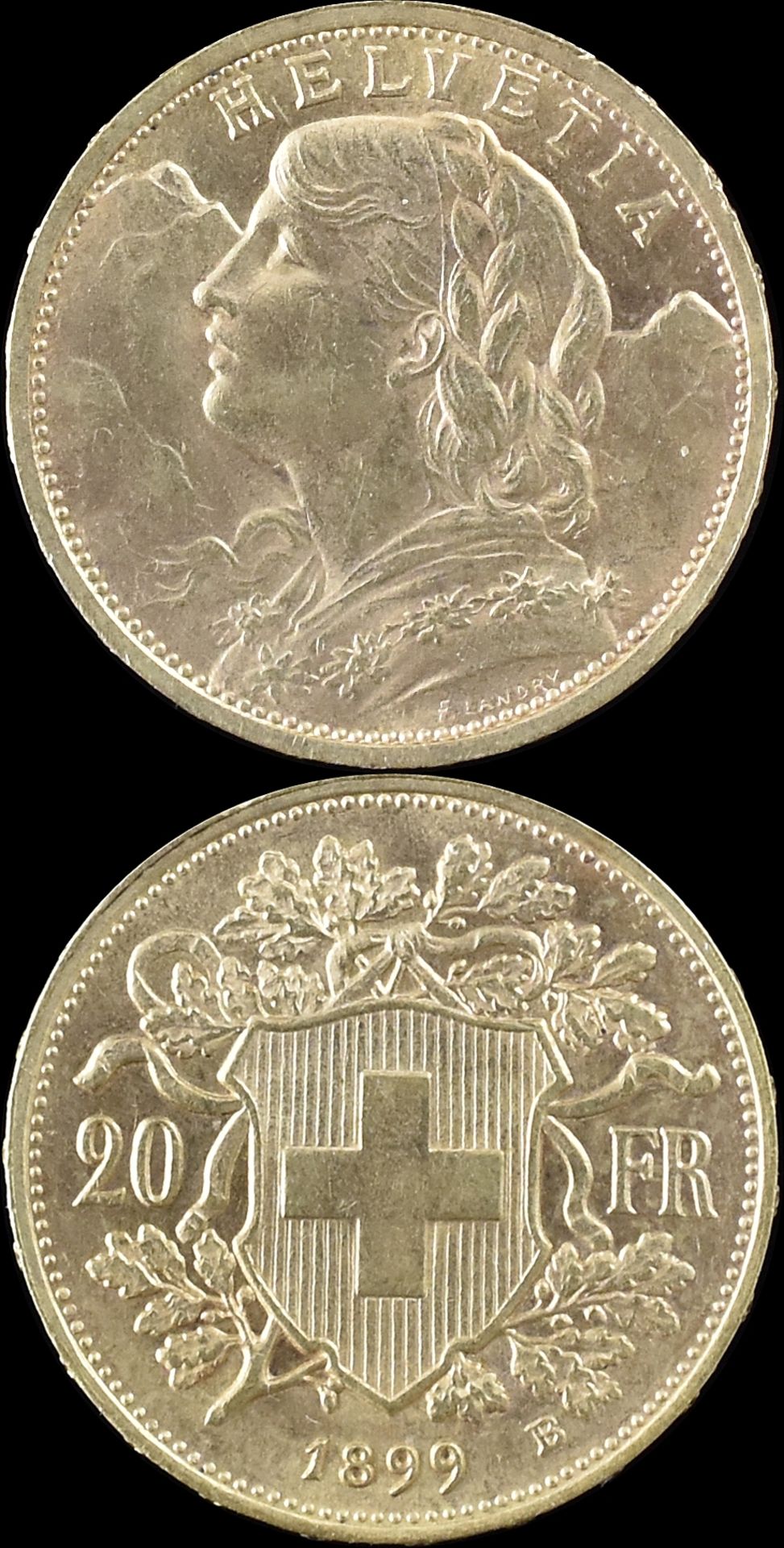 Goldmünze: Schweiz, 20 Franken 1899