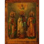 Bildnis der drei Heilsbringer (Kirchenväter der Orthodoxie). Gregor der Gottesgelehrte, Basilius de