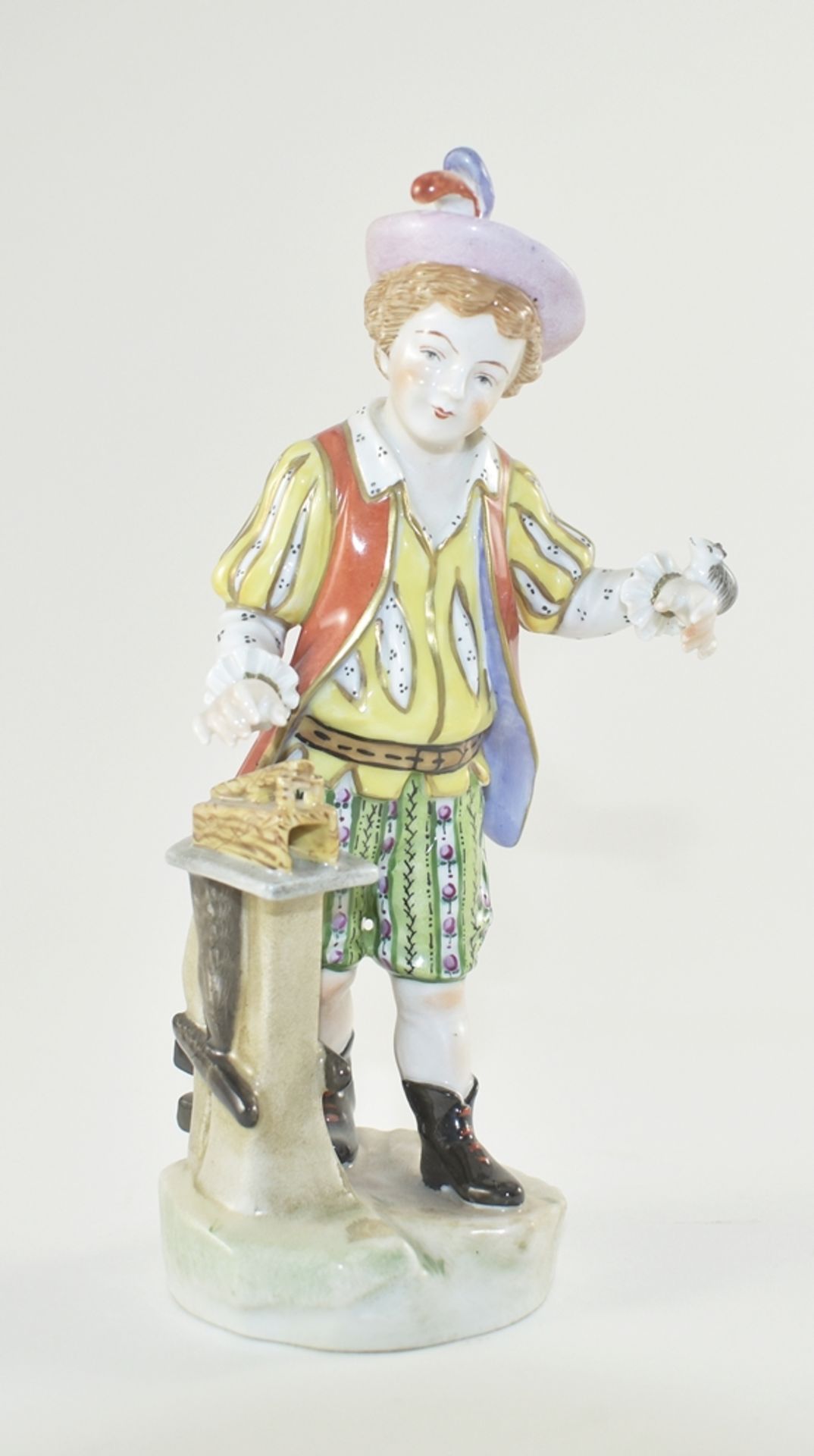 Rattenfänger. Polychrom bemalte Figurine, Potschappel 2. H. 20. Jh., H 19,5 cm Sammlung Bühl Konsta