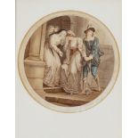 Robert-Menje Pariset. 1701 Paris - 1800. Der Abschied von Abelard und Eloise. Farbpunktierstich nac
