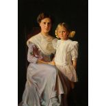 Otto Keck. 1873 Oberstaufen - 1948 Immenstadt. Sign. 1917 dat. Portrait einer Mutter mit Kind. Öl/L