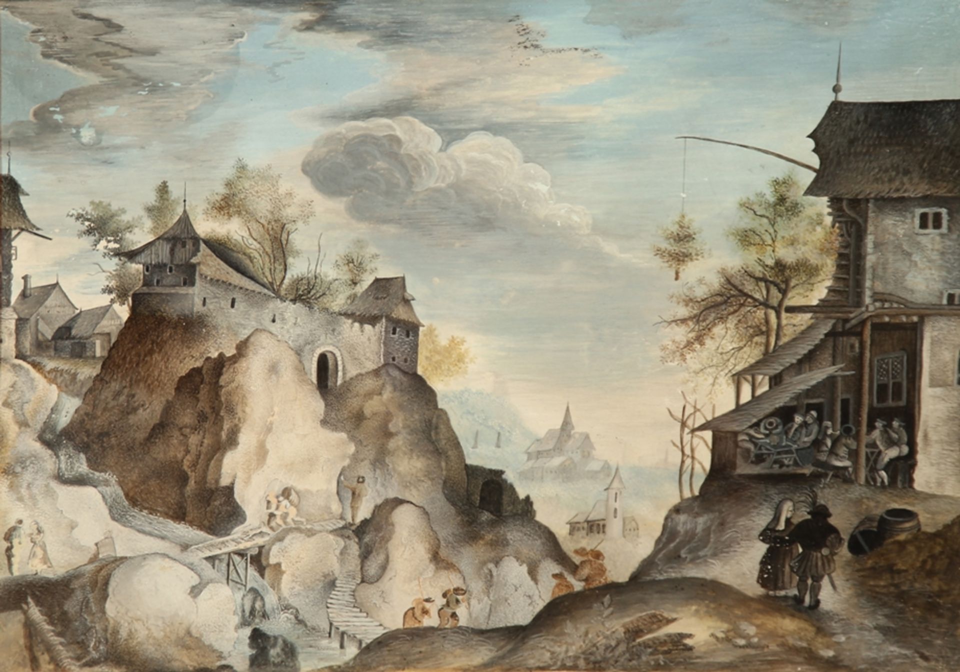 Böhmischer Maler um 1700. In Tradition der Rudolphinischen Vedutenmalerei, Blick auf ein Silberberg
