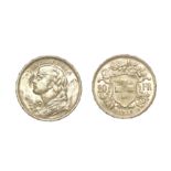 Goldmünze Schweiz. 20 Franken, 1912 B