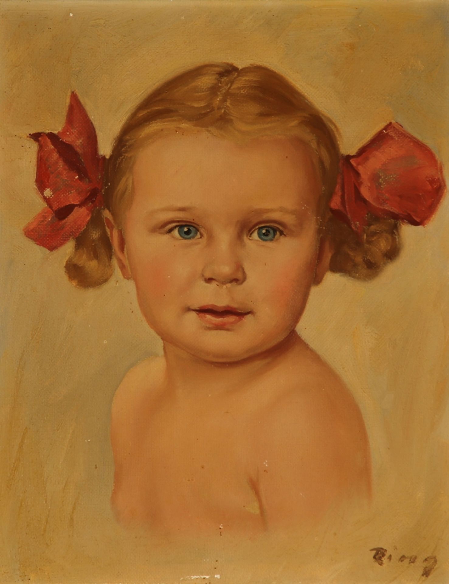 Bing, Maler des 20. Jh., Portrait eines kleinen Mädchens. Öl/Lwd. 29,5 x 24 cm, R