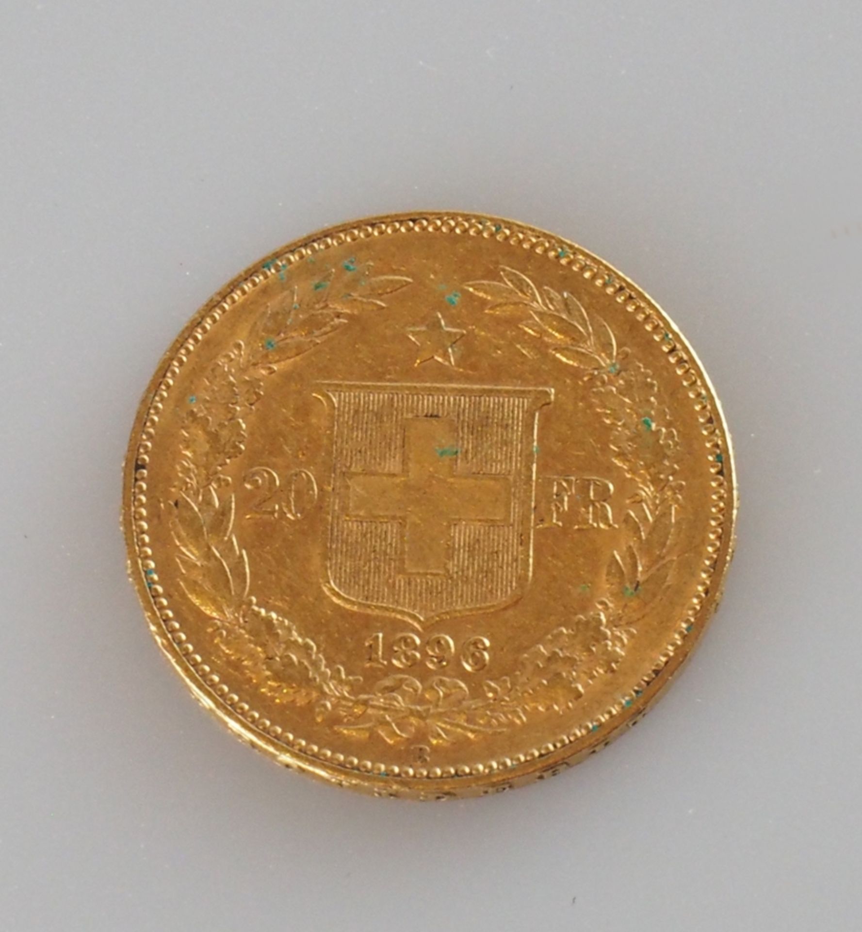 Goldmünze Schweiz. 20 Franken 1896 B - Bild 2 aus 2