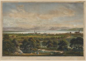 Friedrichshafen. Kol. Tonlitho von Eberhard Emminger (1808 - 1885). Um 1850. Schefold 1949. 39 x 60