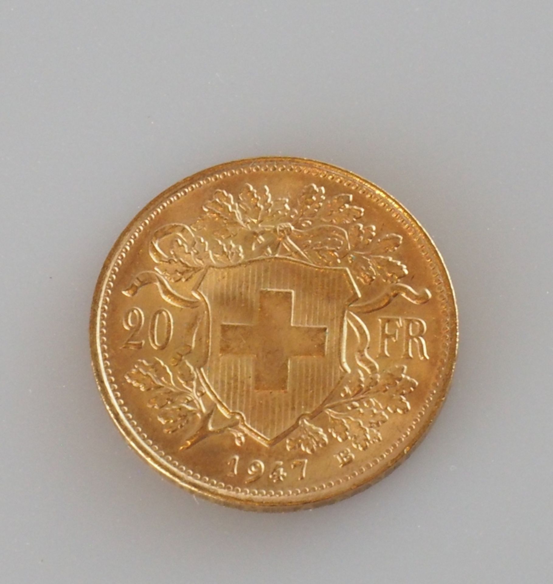 Goldmünze Schweiz. 20 Franken 1947 B - Bild 2 aus 2