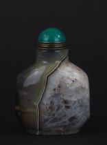 Snuffbottle. Bandachat. China. H 7 cm