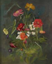 Blumenmaler 2. H.. 20. Jh. Undeutl. sign. 1963 dat. Feldblumen. Öl/Ktn. 49 x 40 cm.