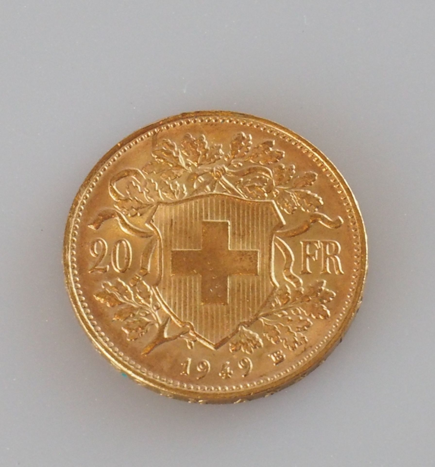 Goldmünze Schweiz. 20 Franken 1949 B - Bild 2 aus 2