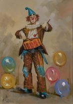 Biffi. Italienischer Maler, 20. Jh. sign. verso bet. Clown. Öl/Lwd. 69 x 49,5 cm R