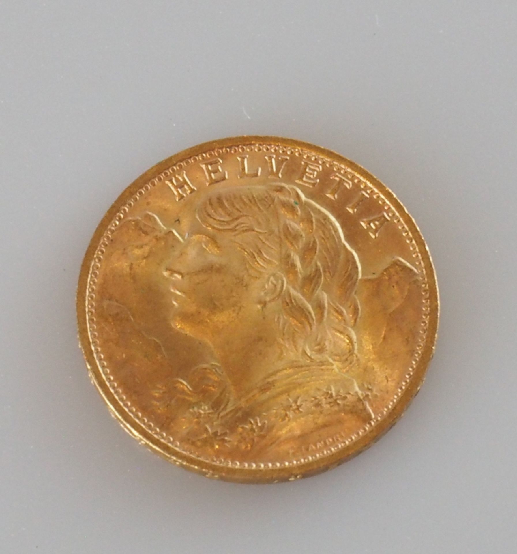 Goldmünze Schweiz. 20 Franken 1949 B