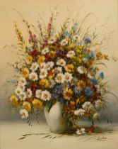 Blumenmaler des 20. Jh. Sign. Bunter Sommerstrauß. Öl/Lwd. 50 x 40 cm. R