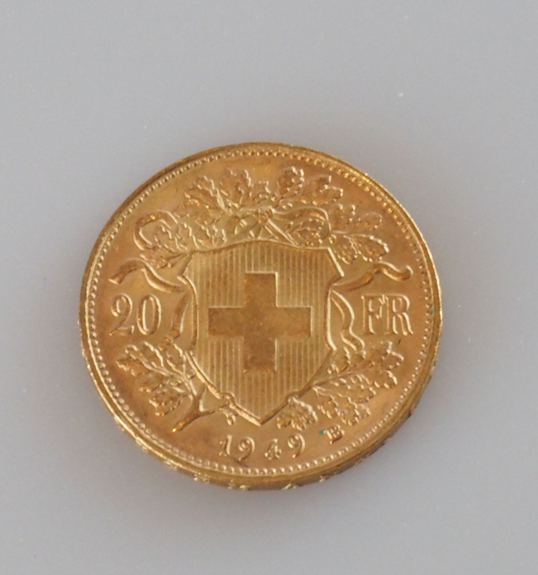 Goldmünze Schweiz. 20 Franken 1949 B - Bild 2 aus 2